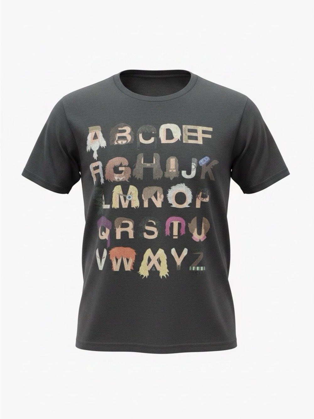 Alphabet Graphic Tee in Dark Gray